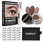 Eyebrow Stamp Stencil Kit for Beginner - Simpout Eye Brow Stamping Kit, Eyebrow Stamp Trio Kit, 29 Brow Stencils, Brow Eyebrow Kit with Sponge Applicator, Waterproof Eyebrow Kit (E04 Chocolate)