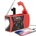 Radio a Manovella di Emergenza Radio Solare Multifunzionale Ricaricabile 2000mAh AM FM NOAA Radio LED Torcia Caricabatterie per Cellulare Outdoor SOS Sopravvivenza Viaggi Campeggio Escursionismo Rosso