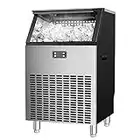 Antarctic Star Commercial Ice Makers Machine Stainless Steel Makes 265 Lbs of Ice Per 24H with 48 Pounds Storage Capacity Ice Cubes Freestanding Party/Bar/Restaurant Scoop Connection Hose Silver