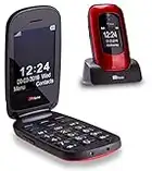 TTfone Lunar Grand Bouton Simple Facile Conception Élégante Cas-Flip sans Carte SIM Téléphone Mobile (Rouge)