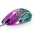 VersionTECH. Gaming Mouse, Souris Ergonomic Wired Gaming Mice with 7 Colors LED Backlight, 4 DPI Settings Up to 3600 DPI Computer Mouse for Laptop PC Games & Work Compatible for Chromebook Windows 7/8/10/XP/Mac/Linux Gamer/Notebook /Macbook– Black