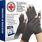 Guantes Artritis Desarrollados por Médicos - Guantes Sin Dedos Compresión para Aliviar Síntomas Artritis, Enfermedad de Raynaud y Túnel Carpiano - Incluye Manual Escrito por Médico  [Talla S, 1 Par]