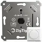 Zigtiger Dimmer Schalter, LED Dimmer 230V Drehdimmer Unterputz Dimmschalter für Dimmbare LED & Halogen 3-100W, Dimmer für LED Lampen, Ohne Klemmkrallen, Phasenabschnitt, Weiße Platten