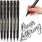 MISULOVE Hand Lettering Pens, Calligraphy Pens, Brush Markers Set, Soft and Hard Tip, Black Ink Refillable - 4 Size(6 Pack) for Beginners Writing, Art Drawings, Water Color Illustrations, Journaling