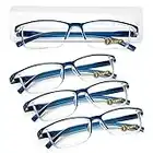 LUFF 4 paires de lunettes de lecture anti-rayons bleus Lecteurs ultra-légers portables(1.5X)