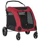 PawHut Hundebuggy Hundewagen Hundeanhänger Hundetasche Haustiere Oxford Groß Rot+Schwarz 98x82x110 cm