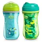 Chicco Insulated Rim Spout Trainer Spill Free Baby Sippy Cup 9 oz. - Two Pack, Green/Teal