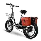 CMACEWHEEL Y20 Adult Electric Bicycle 20 Inch Wheel Folding E-bike Mountain Bike 4.0 Fat Tire Snow Bike (Plus Bag, 15Ah)