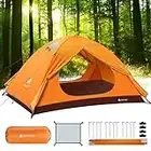 V VONTOX Tenda Campeggio, 2-3 Persone Ultra-Leggero Tenda a Due Porte, Anti UV e Impermeabile, 3-4 Stagioni, Oscurante e Sole, per Campeggio, Spiaggia, Arrampicata, Escursioni, Viaggi di Coppia