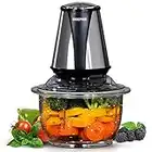 Geepas 400W Mini Food Processor | 1.2L Glass Jar Bowl & 4 Stainless Steel Blades, 2 Speed, Mini Food Chopper Shredder Perfect for Salads, Salsa, Guacamole, Pesto, Curry Pastes & More – 2 Year Warranty