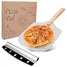 Viesap Pala Para Pizza, 30.5x59.5CM Pala Pizza Set, Pala Pizza Plegable, Pala de Pizza de Aluminio con Mango de Madera, Palas Para Pizzas Profesional, XXL Cortador de Pizza, Para Hornear Pizza, Pan.