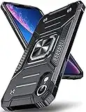 Anqrp Design for iPhone XR Case, Military Grade Shockproof Protective Rugged Phone Case 360° Rotatable Metal Kickstand Phone Cover (Support Magnet Mount) Compatible with iPhone XR, Black