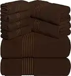 Utopia Towels 8-Piece Premium Towel Set, 2 Bath Towels, 2 Hand Towels, and 4 Wash Cloths, 100% Ring Spun Cotton Highly Absorbent Towels for Bathroom, Sports, and Hotel (Dark Brown)