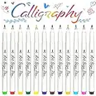 AOSUCO 12 Colors Arts Sign Brush Pens for hand lettering, Brush Lettering Pen for Modern Calligraphy Greeting Cards Signature, Beginners Calligraphy Set for Bullet Journal Calligraphy Book