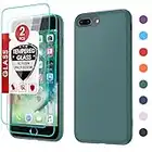 LeYi for iPhone 8 Plus Case, iPhone 7 Plus Case with 2 Pack Tempered Glass Screen Protectors, Shockproof Full-Body Liquid Silicone with Soft Anti-Scratch Microfiber Liner Case 8 Plus iPhone, Green…