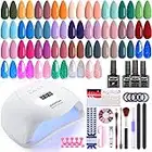 JEWHITENY 36 PCS Gel Nail Polish Kit with UV Light 120W Nail Lamp 33 Colors Gel polish Nail Set Nail Manicure Tools All-In-One Manicure Kit Nail Gel Kit