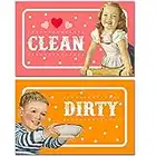TWIN HOUSE Retro Clean Dirty Reversible Dishwasher Magnet, Double Sided Strong Kitchen Flip Indicator, Rustic Farmhouse Kitchen Refrigerator Dishwasher Decor