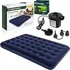 Green Haven Double Blow up Camping bed + AC Electric Air pump | Waterproof Double Airbed Inflatable Mattress | Camping Electric Pump for Inflatables with 3 Nozzles | Quick Inflatable Camping Mattress