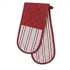 DII Double Strip Chef Kitchen Cooking & Baking Collection, Double Oven Mitt, 35x7.5, Barn Red