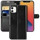 MONASAY iPhone 11 Wallet Case,6.1-inch [Glass Screen Protector Included][RFID Blocking] Flip Folio Leather Cell Phone Cover with Credit Card Holder for iPhone 11,Black