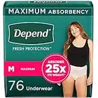 Depend Fit-Flex Adult Incontinence Underwear for Women, Disposable, Maximum Absorbency, Medium, Blush, 76 Count