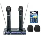 VocoPro VHF-3300-2 Channel VHF Rechargeable Wireless Microphone System with (2) WHF-158 Foam Windscreen and AA LR6 Alkaline Battery (4-Pack)
