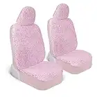 Carbella Plush Sherpa Fleece, 2 Pack Pink Seat Cover for Cars with Soft Cushioned Touch, Cute Automotive Interior Protector for Trucks Van SUV