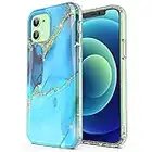 ULAK Cover iPhone 12 Cristalli Glitterata, iPhone 12 Pro Custodia Brillantini per Paraurti Protettiva Antiurto per Apple iPhone 12 / iPhone 12 Pro, Blu Marmo