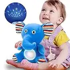 KaeKid Sucette de sommeil pour bébé - Machine à bruit blanc - Projecteur d'étoiles - Veilleuse en peluche - Jouet éléphant - Contrôle du volume - Pour nouveau-nés et tout-petits - Bleu