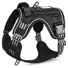 rabbitgoo Tactical Dog Harness No Pull, Military Dog Vest Harness with Handle & Molle, Easy Control Service Dog Harness for Large Dogs Training Walking, Adjustable Reflective Pet Harness, Black, L
