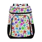 Handprints Cooler Zaino a tenuta stagna Zaino Cooler isolato Pranzo Cooler Bag 30 Lattine Campeggio Raffreddatori per Picnic Spiaggia Road Trip