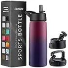 FineDine Insulated Water Bottles with Straw - 25 Oz Stainless Steel Metal Water Bottle W/ 3 Lids - Reusable for Travel, Camping, Bike, Sports - Dreamy Purple