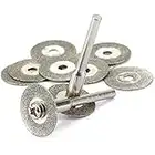 Dophee 10pcs Mini Diamond Coated Cutting Off Discs Wheel with 2 Mandrel Arbor Set Fit Rotary Tool Replacement for Dremel Drill (16mm)