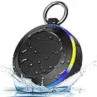 Lrecat Bluetooth Lautsprecher, Kabellos Dusche Lautsprecher HD Stereo, Kabelloser Lautsprecher mit Saugnapf und LED Lichter, 7 Stunden Spielzeit, Tragbare Bluetooth Speaker für Dusche Outdoor