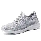 TIOSEBON Women's Lightweight Casual Walking Athletic Shoes Breathable Running Slip-On Sneakers for Jogging Workout 7 US Gray