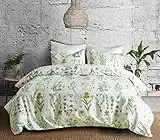 NORCH Floral Duvet Cover Set Single Green Aesthetic Bedding Set Soft Quilt Cover with Pillow Case