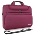 DOMISO 17 Pouces Imperméable Sacoche de Protection Ordinateur Portable Sac à Bandoulière Serviette pour 17-17.3" Notebook/Dell/Lenovo/Acer/HP/MSI/ASUS, Vin Rouge