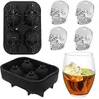 FLZONE 4 Molde de la bandeja del cubo de hielo del cráneo 3D, fabricador de cubitos de hielo de silicona flexible de grado alimenticio para Cocktails, Whisky, Licor y otras Bebidas（Con embudo)