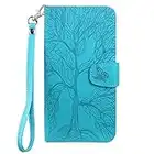 Aisenth Cover per Samsung Galaxy S10E, Albero della Vita Modello Custodia in PU Pelle Portafoglio Cover protettiva Tree Design Flip Case con Funzione Supporto, 2 Slot per schede - Blu verde