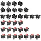 GTIWUNG 32Pcs Mini Interruttore a Bilanciere 2 Pin SPST Mini Interruttore Barca,Interruttore a Dondolo,Auto Interrutore Quadrato Per Auto Barca,Elettrodomestici 10A/125V, 6A/250V, Rosso & Nero