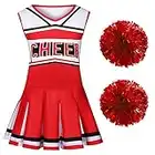 Sicypoty Girls Cheerleader Outfit Cheerleading Costume for Halloween Sport Games 3-5 Years Red