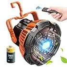 Camping Fan with LED Lantern, Portable Tent Fan with Remote Control, 25H Working Time, Rechargeable Battery Operated Powered Fan, 180°Head Rotation, Outdoor travel Fan, Ceiling Fan for Outdoor, Indoor