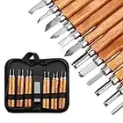 Wood Carving Tools, 12PCS Professional Wood Carving Tools Set with Grindstones, Professional Carbon Steel Whittling Knife for Wood, Fruit, Vegetable Carving, Sculpture and Wax