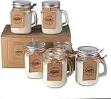 Smiths Mason Jars Set of 6-100% Vegan Eco Friendly Soy Candles in Decorative Mini Mason Jars 4 oz/120mL Organic, Lead-Free Cotton Wick, Up to 26-Hours+ Burn Time Gift set