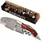 Professional Waiters Corkscrew by Barvivo - This Wine Opener is Used to Open Beer and Wine Bottles by Waiters, Sommelier and Bartenders Around The World. Made of Stainless Steel and Natural Rosewood.