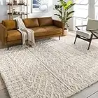 Surya Dubai Shaggy Rug - Modern Area Rugs Living Room, Dining Room, Soft Shaggy Rugs for Bedroom - Abstract Berber Fluffy Rug, Easy Care Plush Pile - Large Rug 160 x 220 cm, Cream and Light Beige Rug