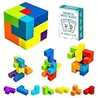 Magnetic Building Blocks Magic Magnetic 3D Puzzle Cubes, Set of 7 Multi Shapes Magnetic Blocks with 54 Guide Cards, Children's Educational Toys and Stress Relief Fidget Toys for Kids Adults