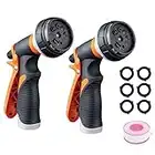 Forthcan Garden Hose Nozzle - 2 Pack Watering Hose Nozzles - Hand Sprayer - 8 Patterns Watering Spray for Watering Garden, Car Wash, Cleaning and Showering Dogs & Pets (Orange)