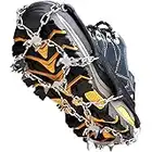 Crampons à Glace antidérapants en Acier Inoxydable avec 19 Pics de Traction pour Bottes, Chaussures pour Femmes, Hommes, Enfants, Protection sûre pour la randonnée, l'alpinisme（Black, Medium