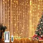 LED Window Curtain Fairy Twinkle Lights, 3mx3m 300leds USB Operated 8 Modes Icicle String Lights with Remote & Timer for Indoor Xmas Party Home Garden Decoration(Warm White)